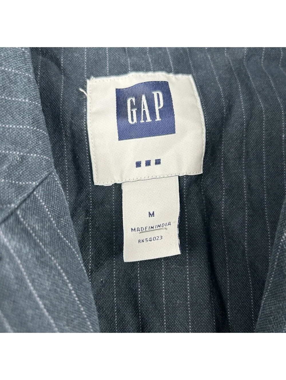 36/37 R (S) GAP Navy Blue Stripe Cotton 3 Btn Mens Jacket Sport Coat Blazer